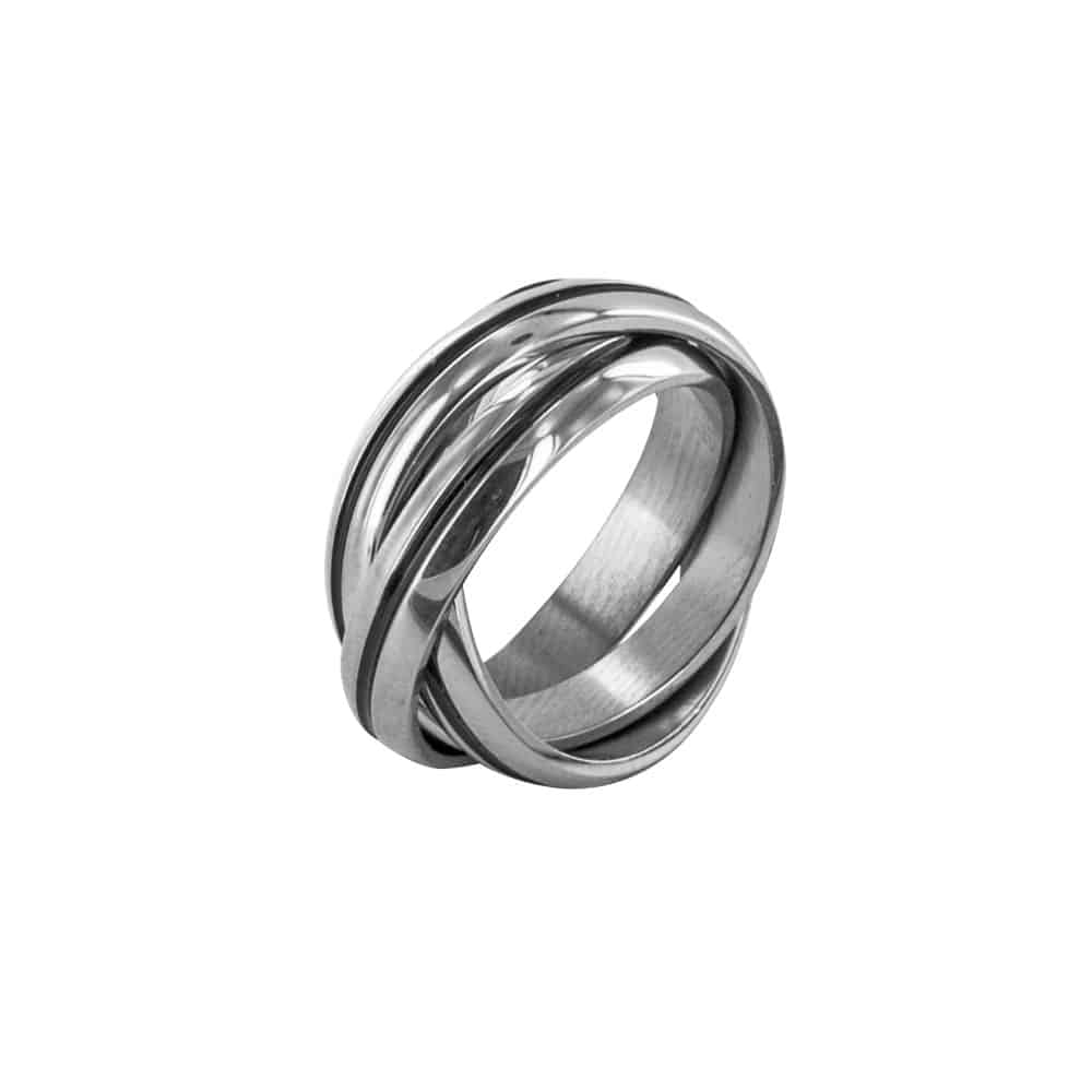 Anneaux Fantaisie Argentés Largeur 2mm Bague Triple Anneaux Entrelacés En Acier Inoxydable - Couleur Argent, Largeur 2 Mm - Homme Et Femme Bague Seigneur Des Anneaux